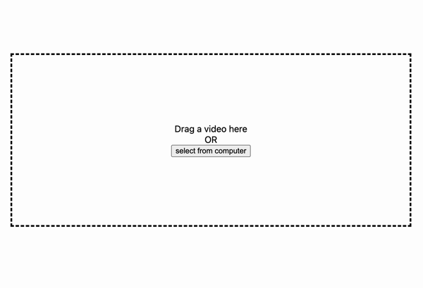 Screen recording of a file dragged into an area and a video appears.